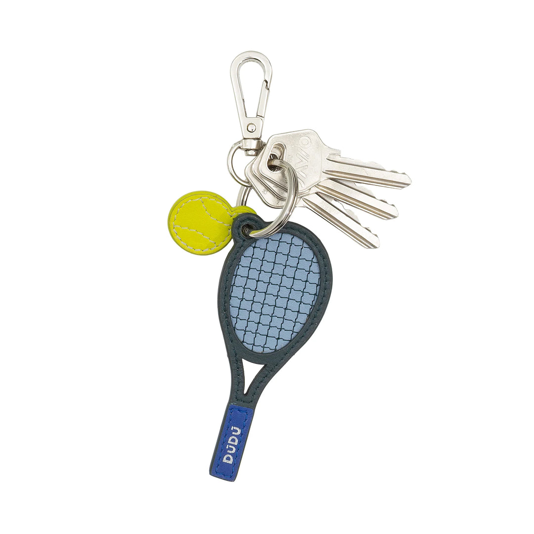 Breloc pentru rachete de tenis din piele DUDU cu carabinier - Breloc pentru chei, geanta sau rucsac
