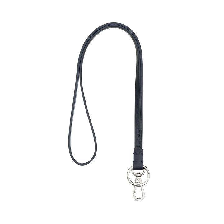 Correia de pescoço DUDU com anel e mosquetão de metal em couro genuíno, cordão para chaves, porta-crachá, carro, chaveiro
