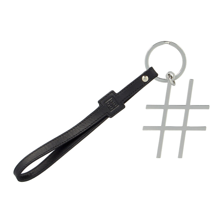 DUDU Women's Leather Hashtag-Shaped Keychain with Ring