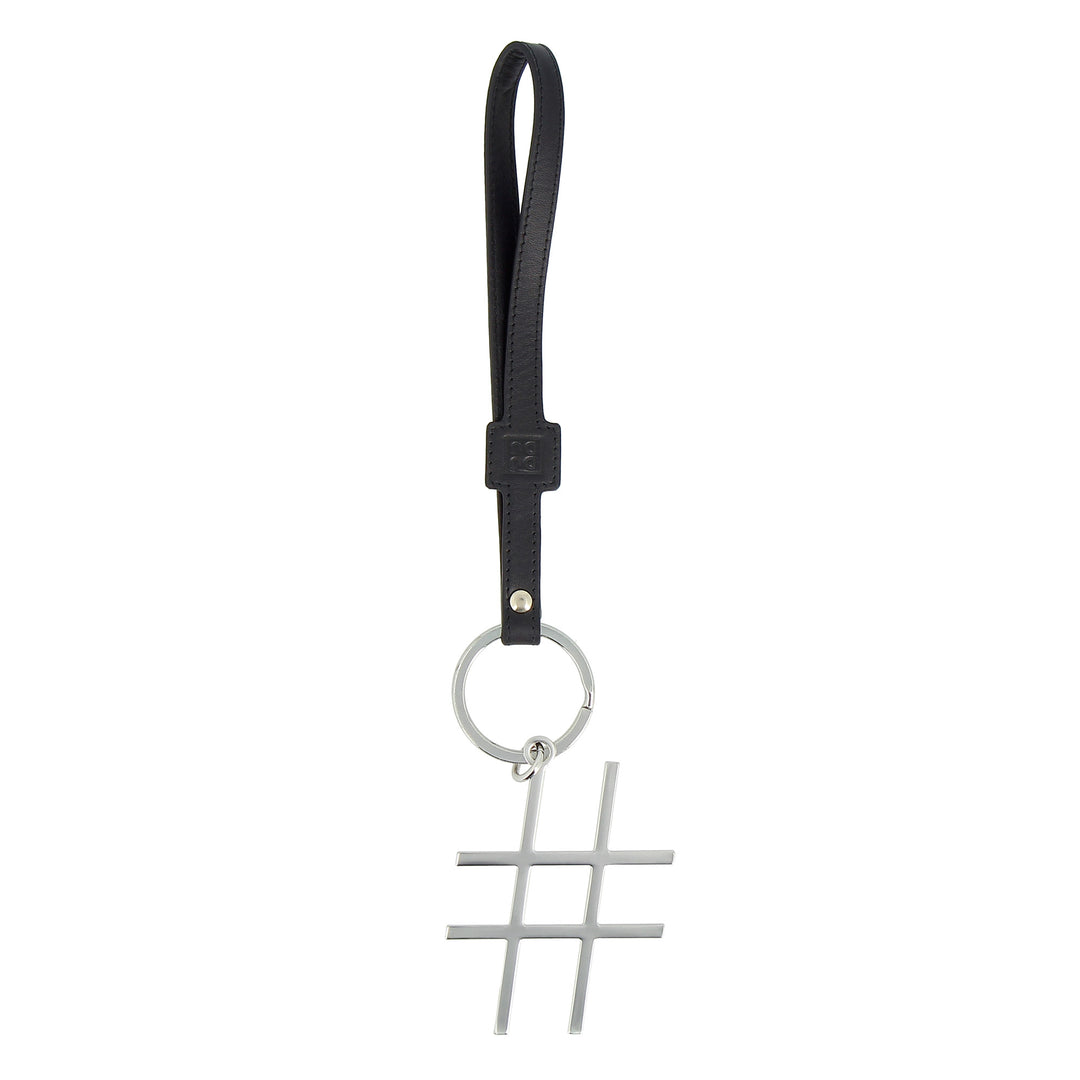 DUDU Women's Leather Hashtag-Shaped Keychain with Ring