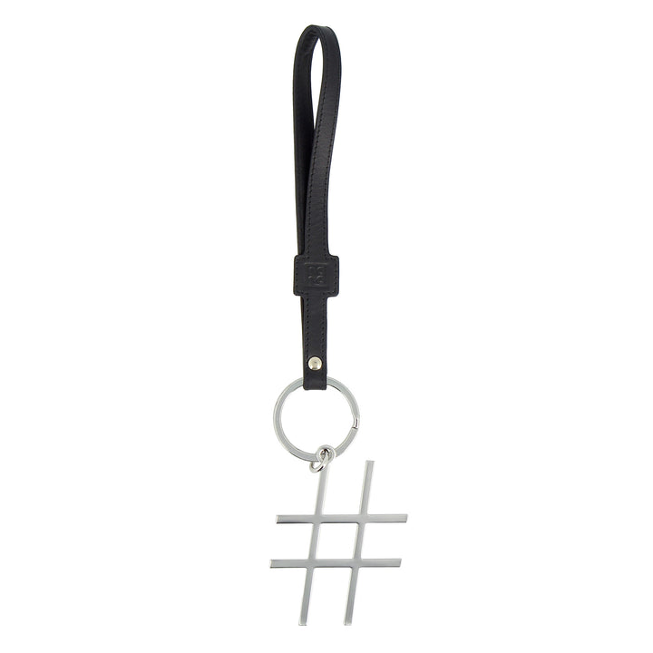 DUDU Women's Leather Hashtag-Shaped Keychain with Ring