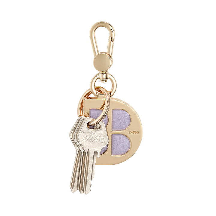 Chaveiro de metal em forma de D DUDU com inserções de couro genuíno, chaveiro dourado com mosquetão e anel, chaveiro para escritório doméstico