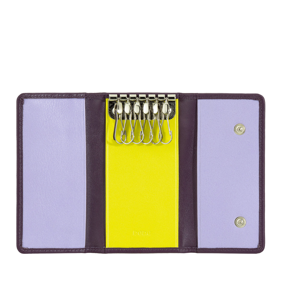 Chaveiro clássico DUDU em couro genuíno para homens e mulheres multicolorido com 6 ganchos