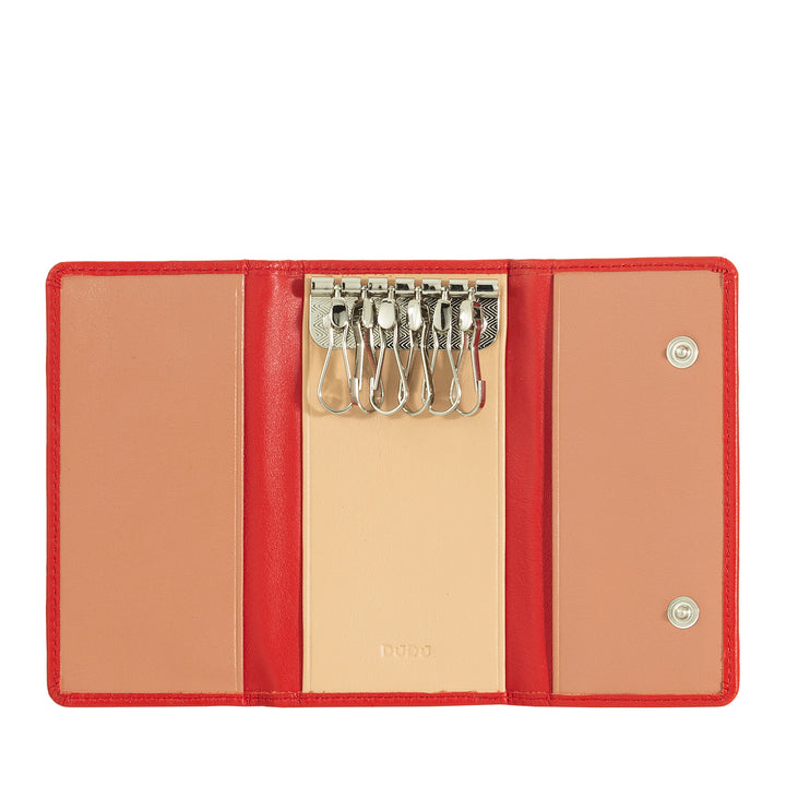 DUDU Classic klíčenka z pravé kůže pro muže a ženy v různých barvách se 6 háčky