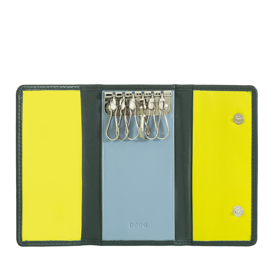 Chaveiro clássico DUDU em couro genuíno para homens e mulheres multicolorido com 6 ganchos