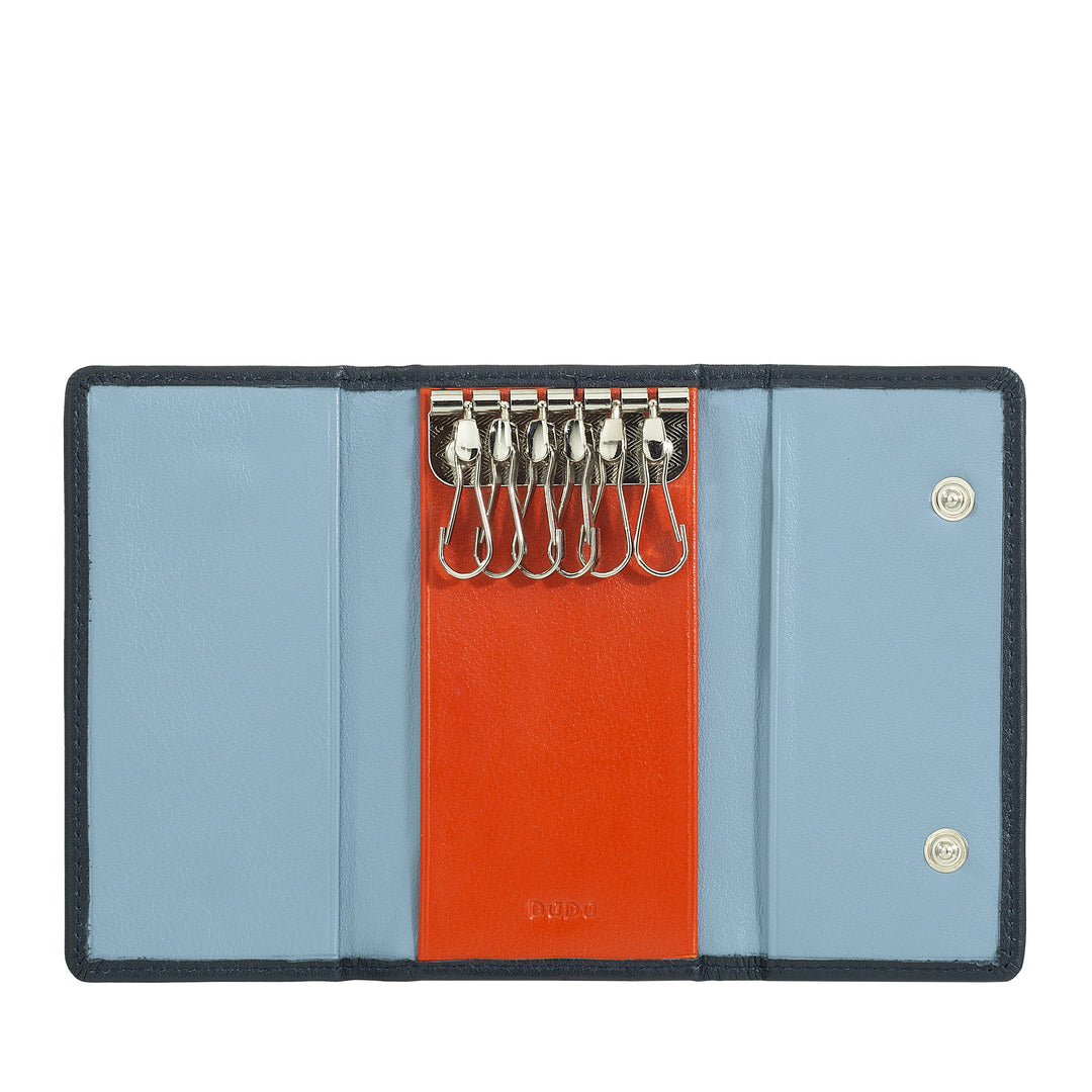 Chaveiro clássico DUDU em couro genuíno para homens e mulheres multicolorido com 6 ganchos