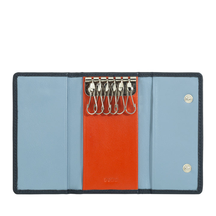 Chaveiro clássico DUDU em couro genuíno para homens e mulheres multicolorido com 6 ganchos