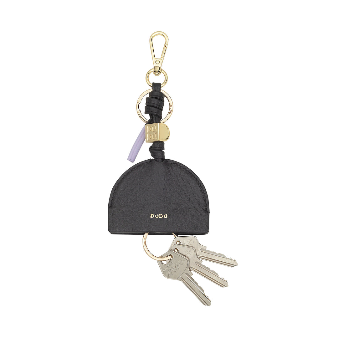 DUDU lädernyckelring för män och kvinnor, nyckelring med karbinhake och 2 ringar, perfekt för presenter