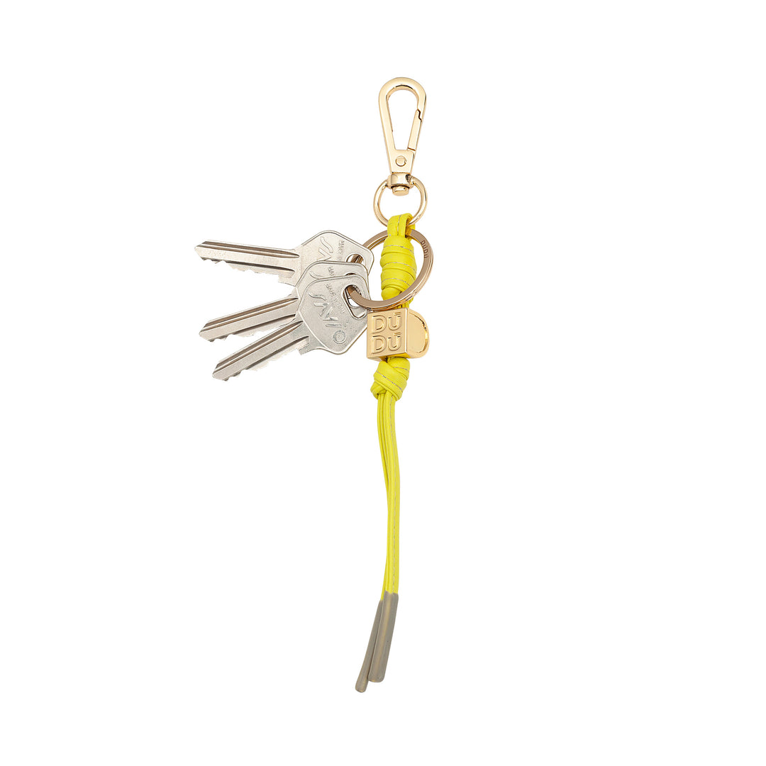 DUDU Minimalistisk lädernyckelring, nyckelring för män kvinnor med karbinhake och ring, lättvikts kompakt minimal design