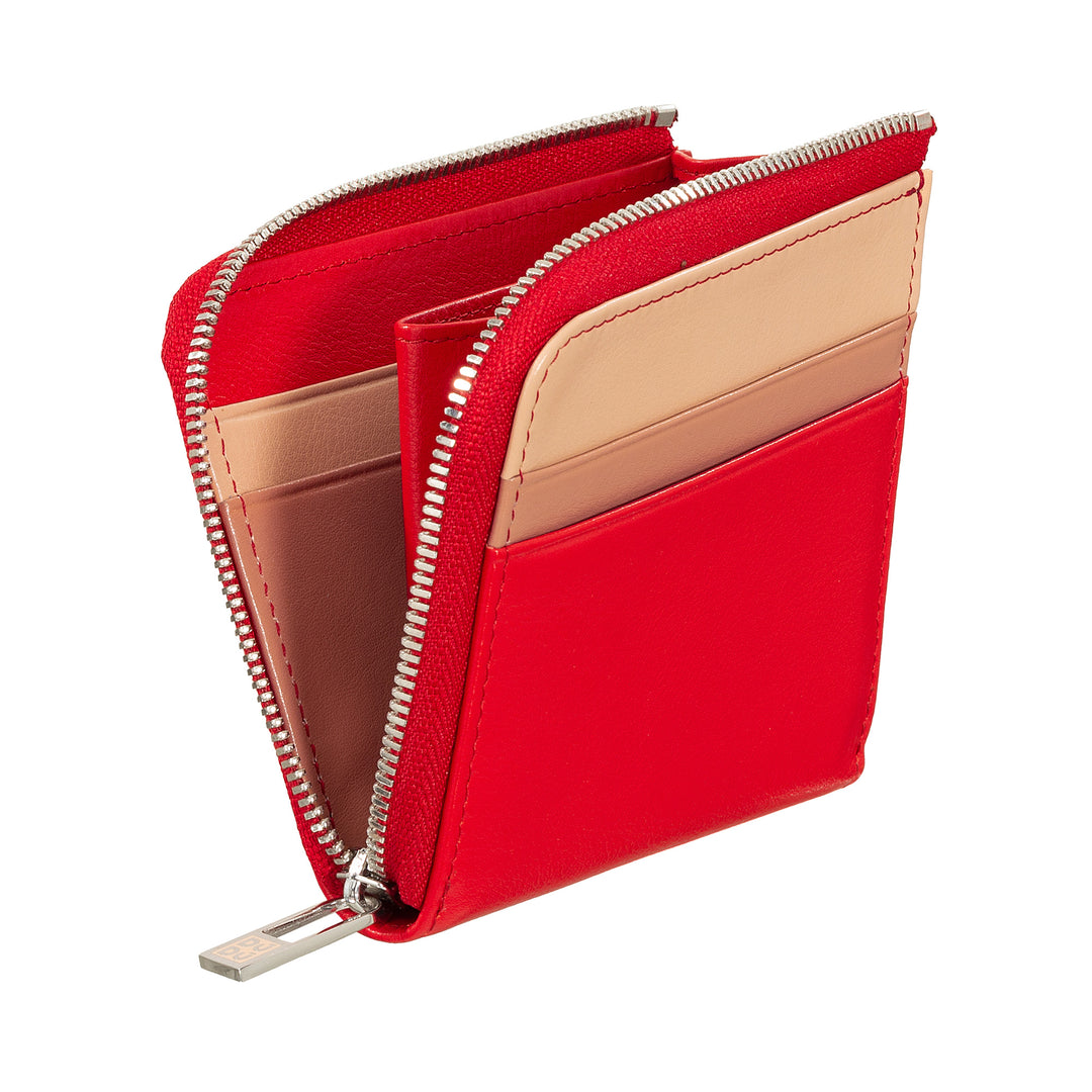 DUDU leren herenportemonnee met ritssluiting, kleine compacte damesportemonnee, externe ritssluiting, munt- en kaarthouder