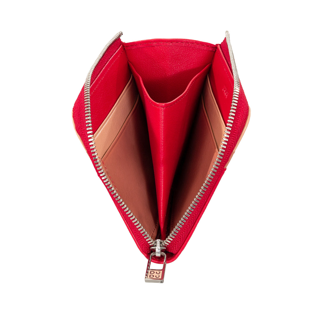 DUDU leren herenportemonnee met ritssluiting, kleine compacte damesportemonnee, externe ritssluiting, munt- en kaarthouder