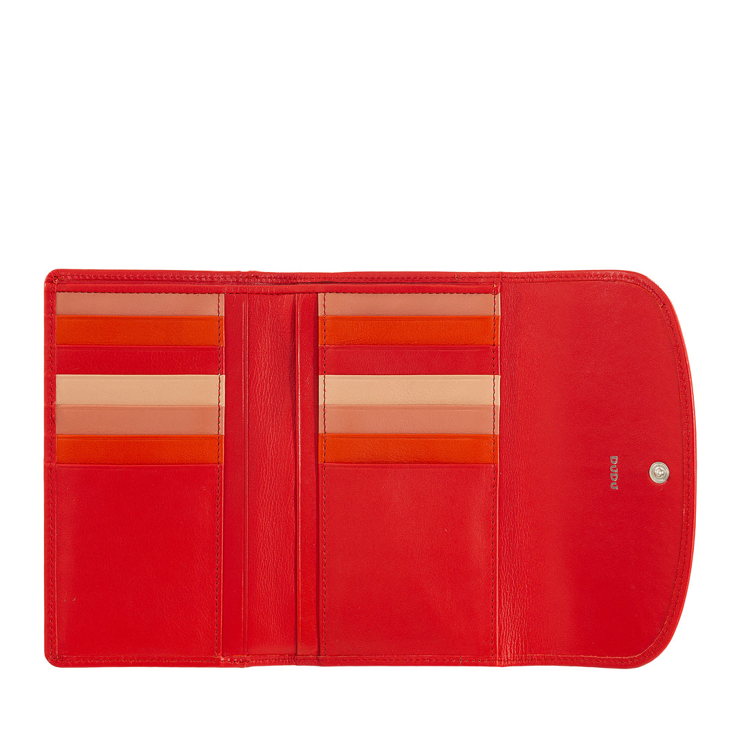 DUDU Cartera de Mujer en Piel Suave de Color, Monedero con Monedero con Cremallera, 12 Tarjeteros, Multicolor