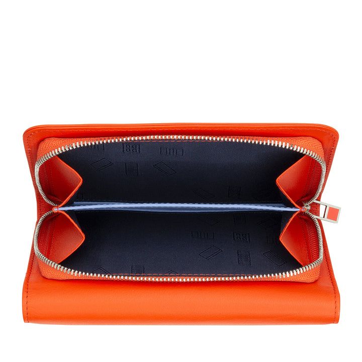 DUDU Cartera de Mujer en Piel Suave de Color, Monedero con Monedero con Cremallera, 12 Tarjeteros, Multicolor