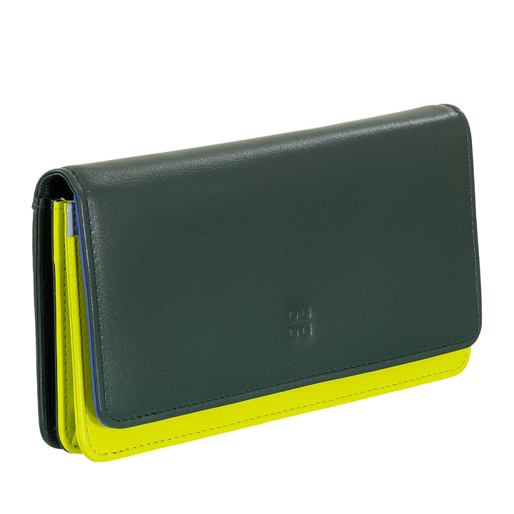 DUDU Stor damplånbok i RFID-påse i mångfärgat mjukt läder