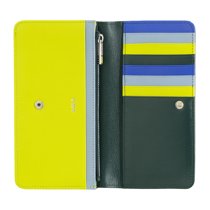 DUDU Stor damplånbok i RFID-påse i mångfärgat mjukt läder