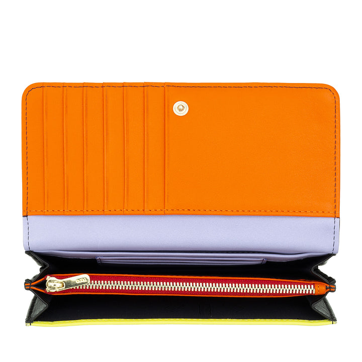 DUDU Stor damepung i flerfarvet blødt læder RFID-pose