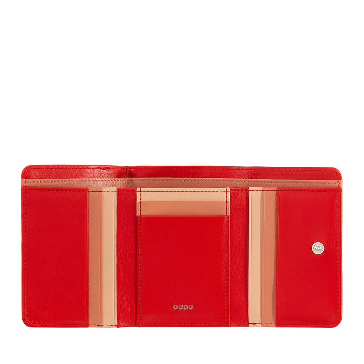 DUDU Színes tarka bőr kis RFID női pénztárca