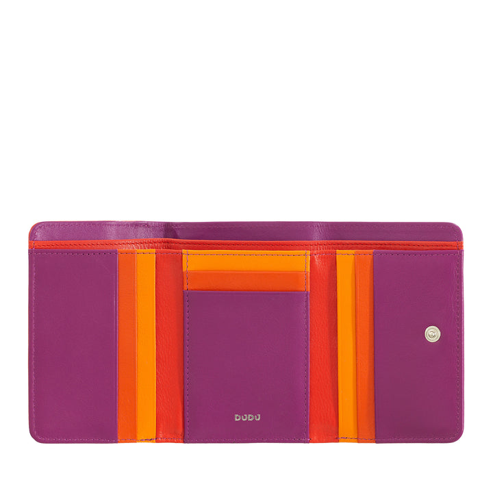 DUDU Portofel de dama mic RFID din piele multicolora colorata