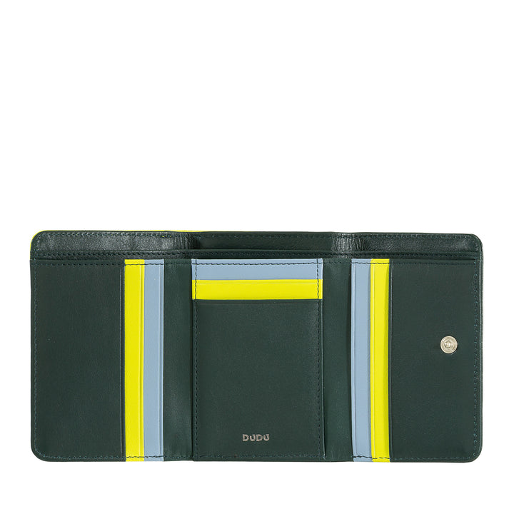 DUDU Färgglad flerfärgat läder liten RFID damplånbok