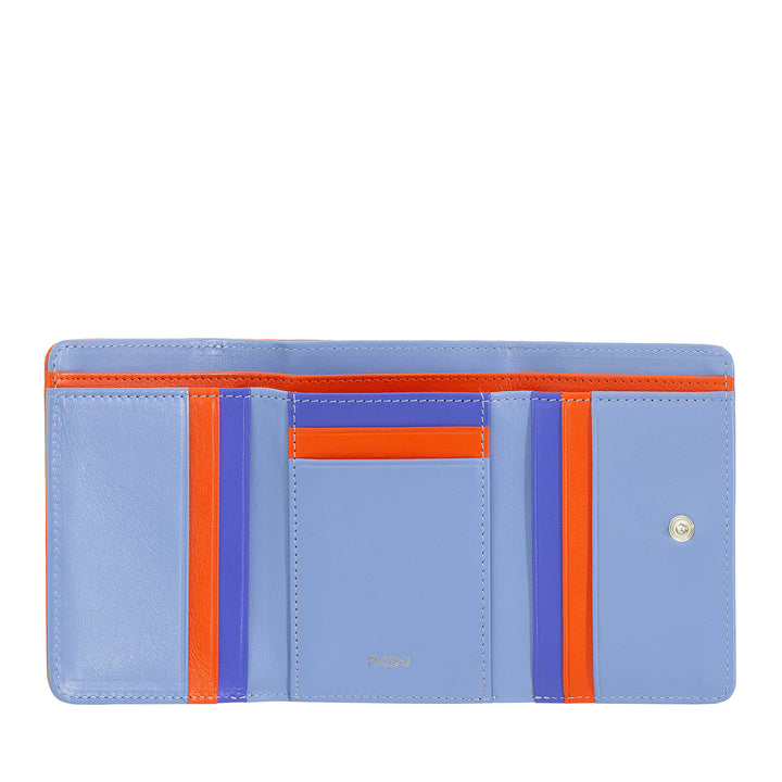 DUDU Színes tarka bőr kis RFID női pénztárca