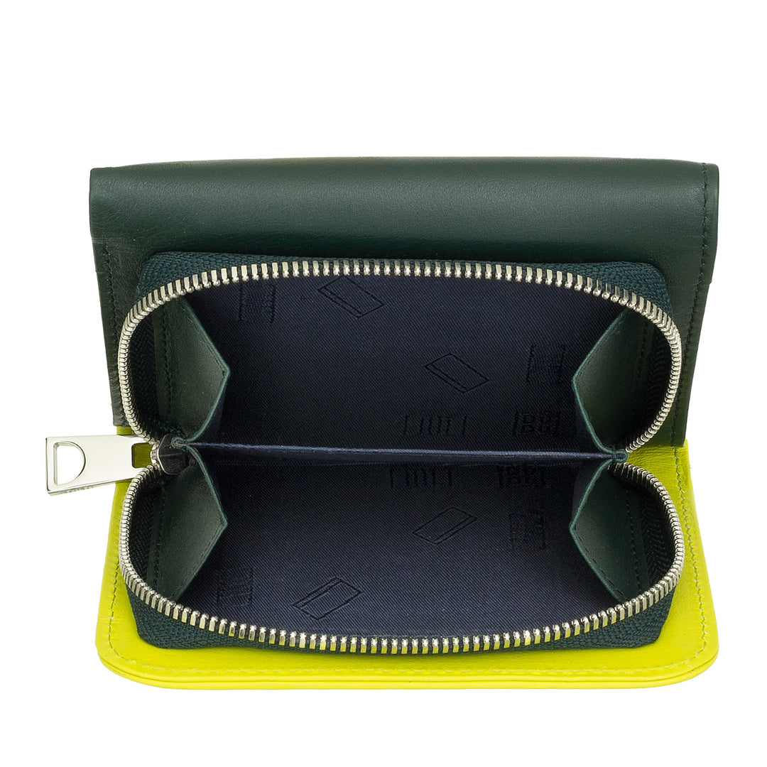 DUDU Färgglad flerfärgat läder liten RFID damplånbok