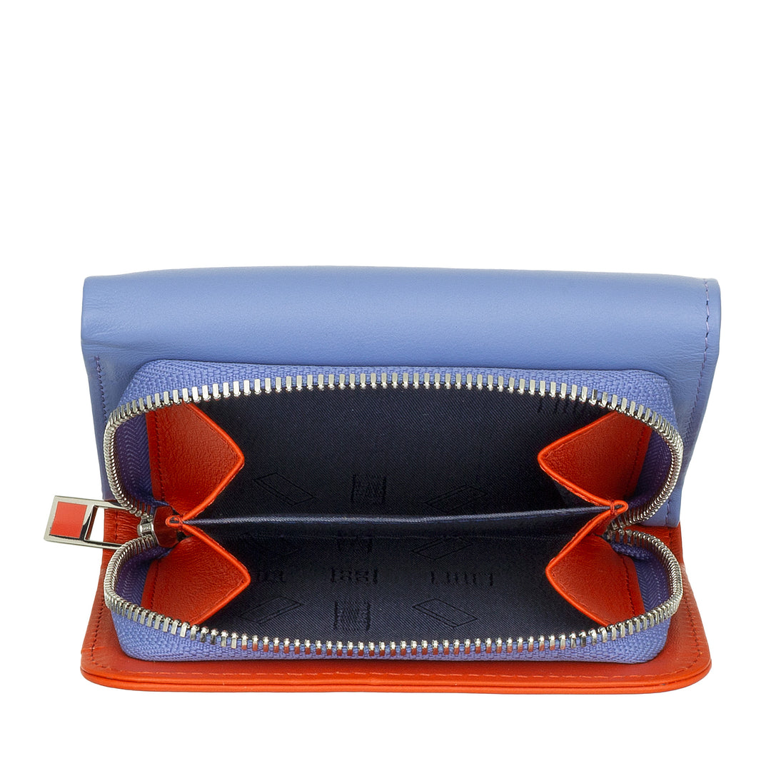 DUDU Színes tarka bőr kis RFID női pénztárca