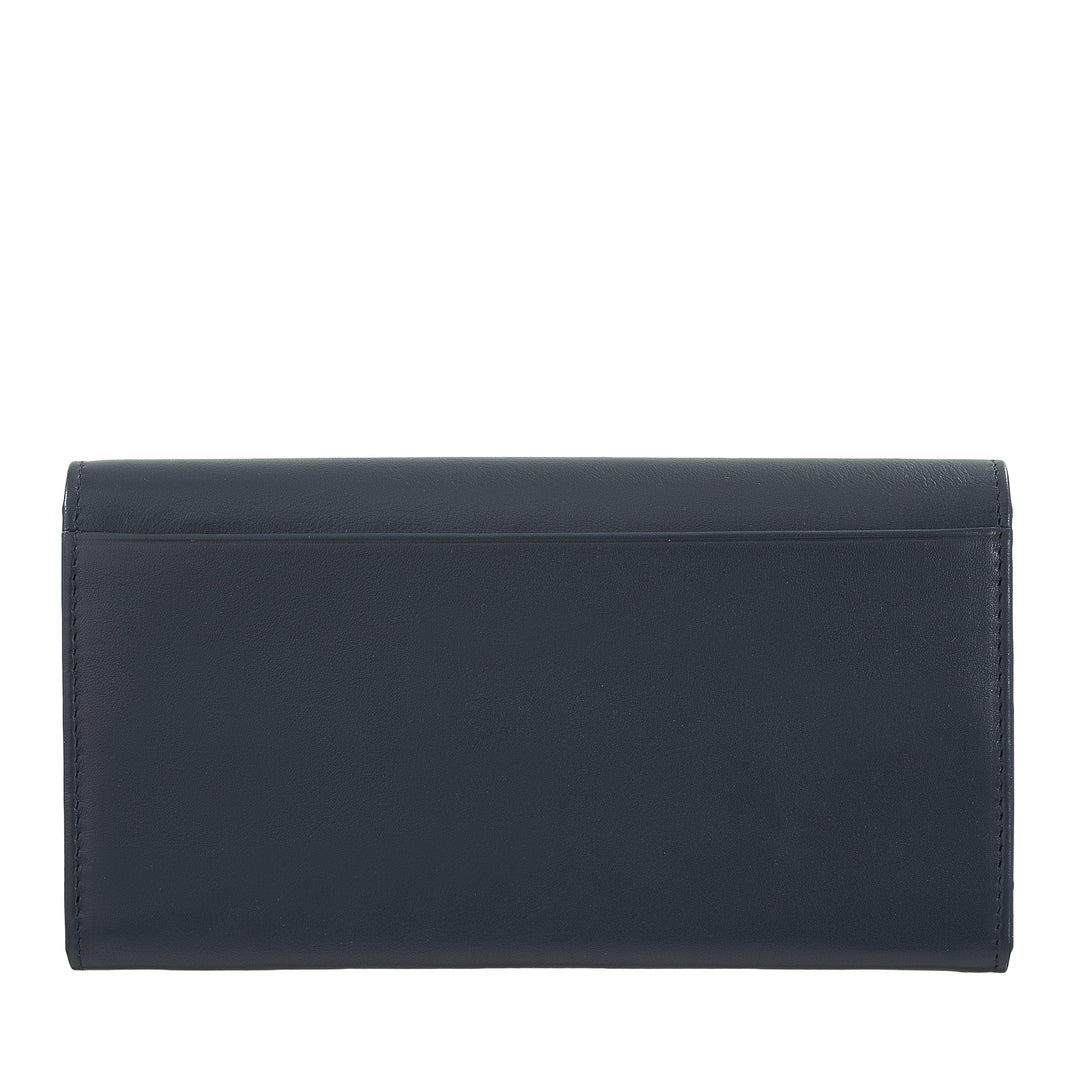 DUDU Large Women's Wallet in Colored Leather, Continental Wallet, Credit Card Pockets, Coin Purse with Zipper