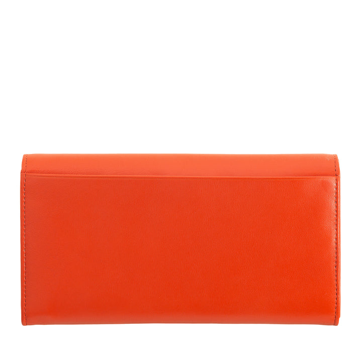 DUDU Large Women's Wallet in Colored Leather, Continental Wallet, Credit Card Pockets, Coin Purse with Zipper