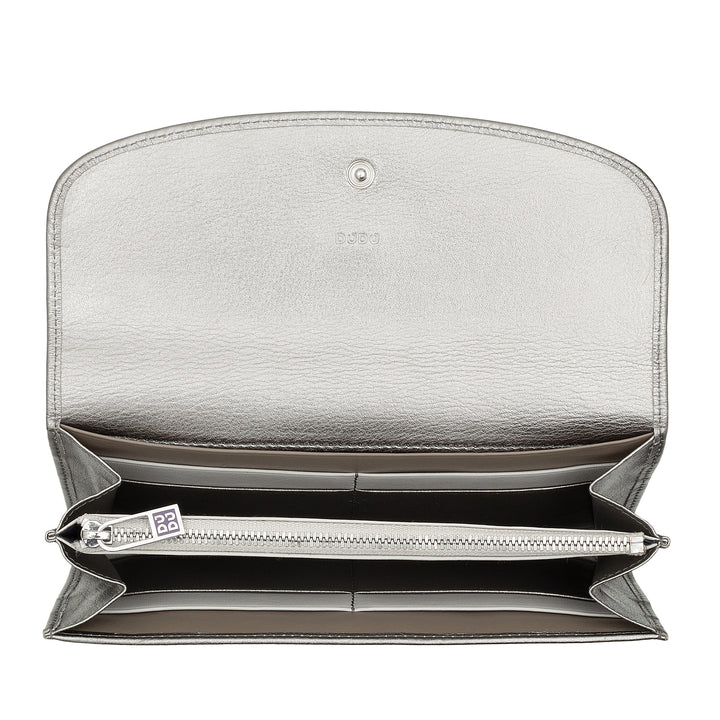 DUDU Large Women's Wallet in Colored Leather, Continental Wallet, Credit Card Pockets, Coin Purse with Zipper