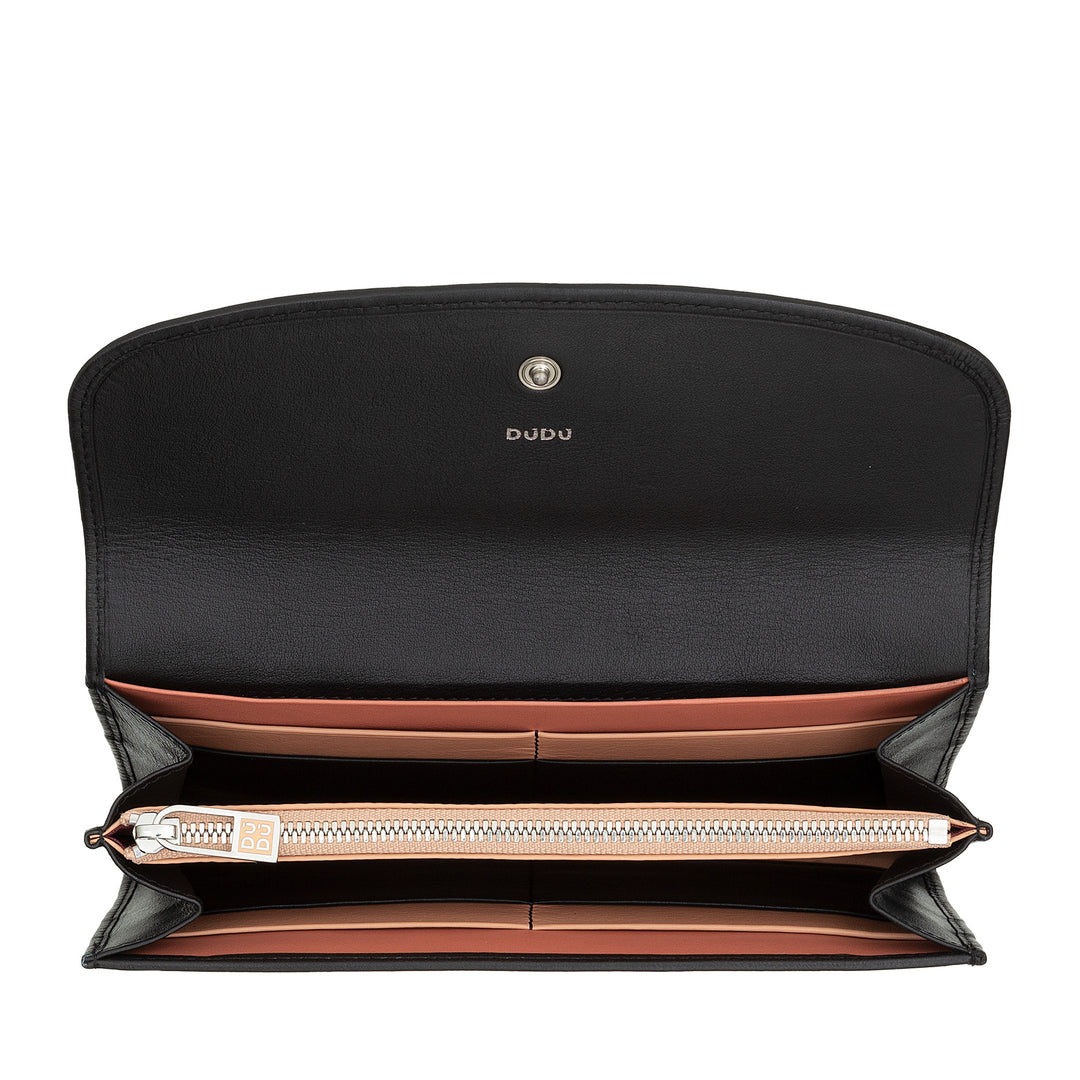 Velká dámská peněženka DUDU z barevné kůže, kontinentální peněženka, kapsičky na kreditní karty, peněženka na mince se zipem