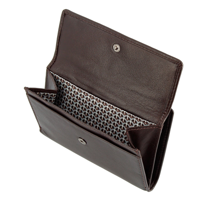 Cartera grande para mujer Nuvola Pelle de piel napa con botón monedero y 12 compartimentos para tarjetas de crédito