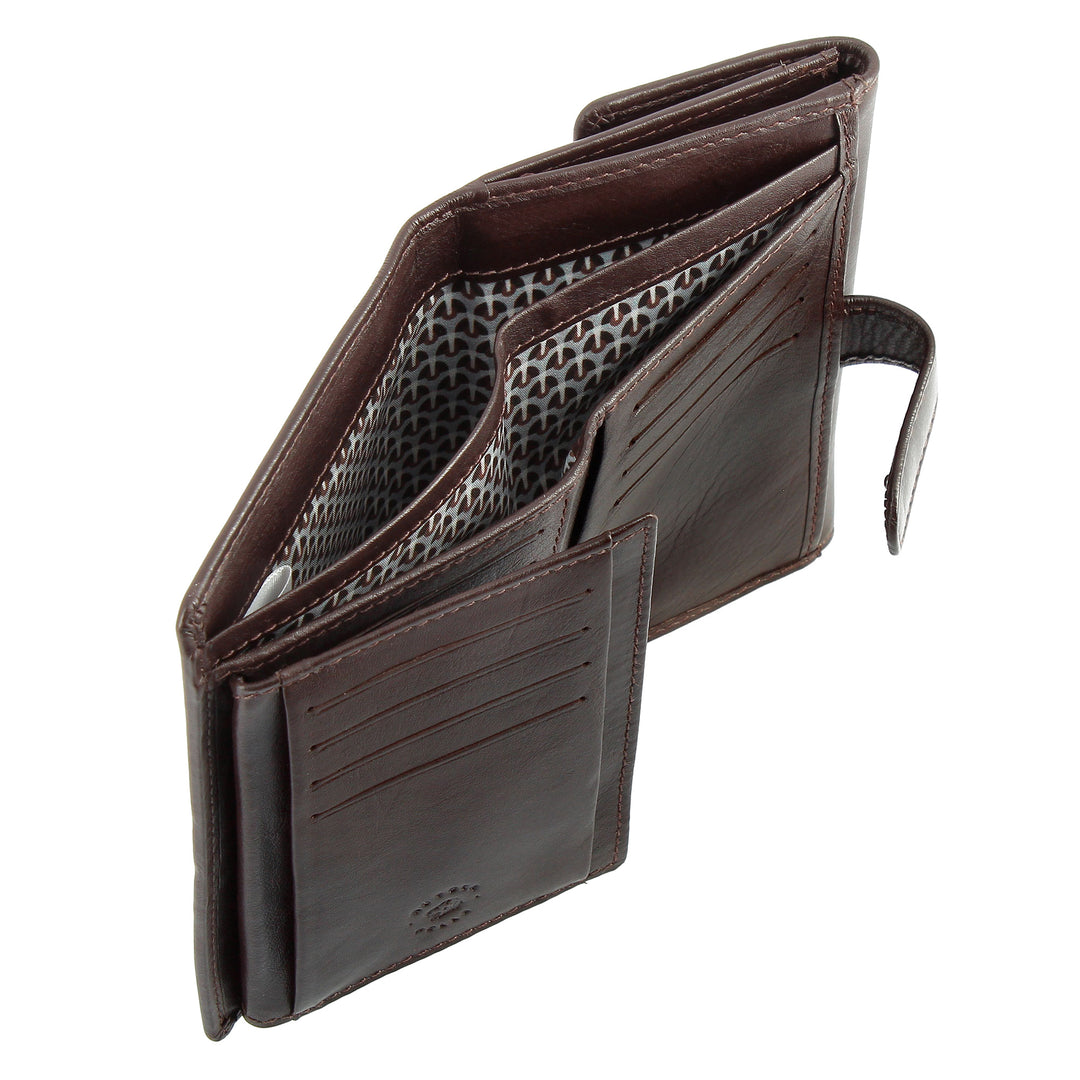 Cartera grande para mujer Nuvola Pelle de piel napa con botón monedero y 12 compartimentos para tarjetas de crédito