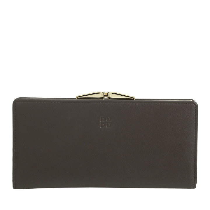 DUDU iso naisten lompakko aitoa nahkaa RFID-suojauksella, luottokorttipidike kolikkopussilla Clic Clac, värikäs setelilompakko