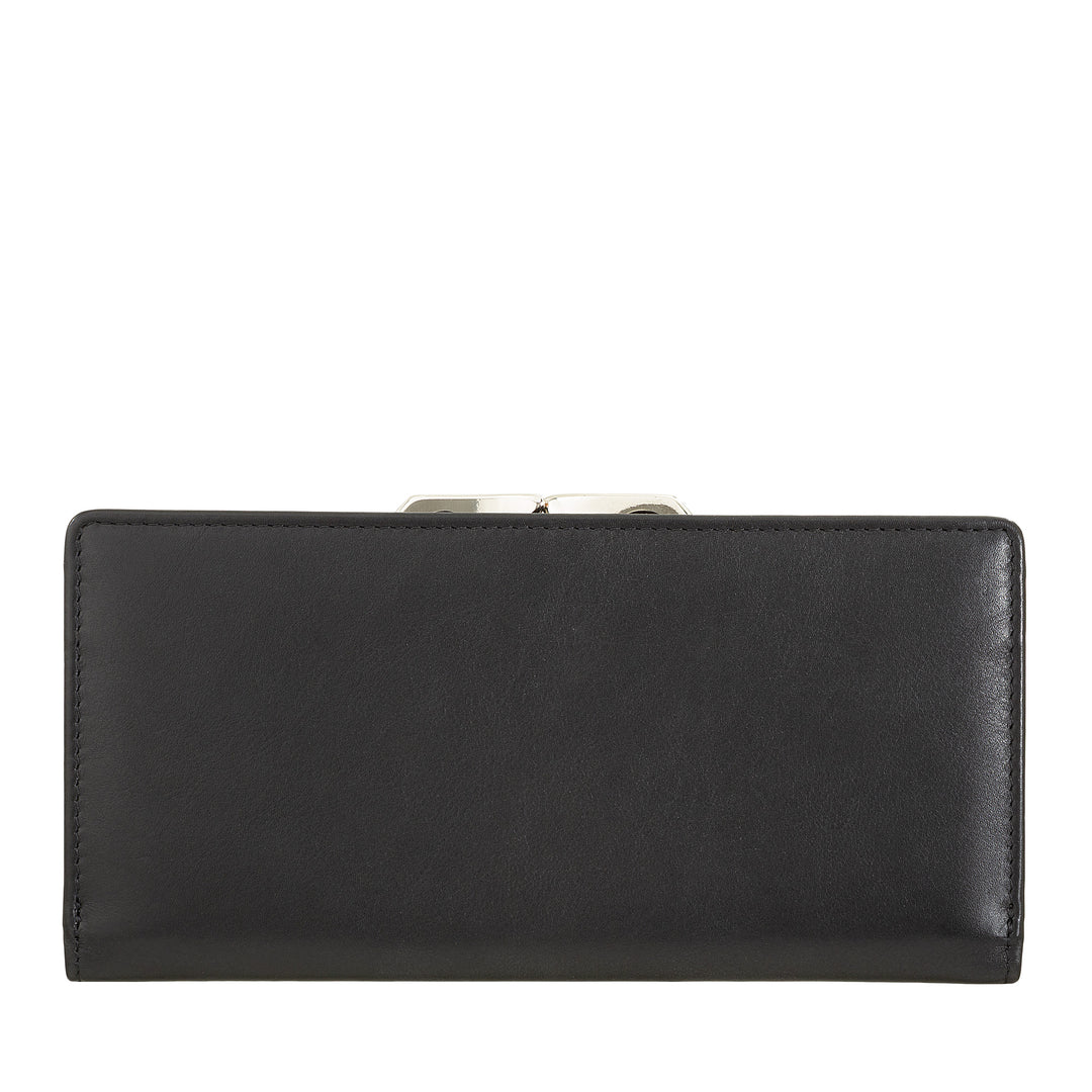 DUDU Cartera Grande para Mujer de Piel Auténtica con Protección RFID, Tarjetero con Monedero Clic Clac, Billetera Colorida