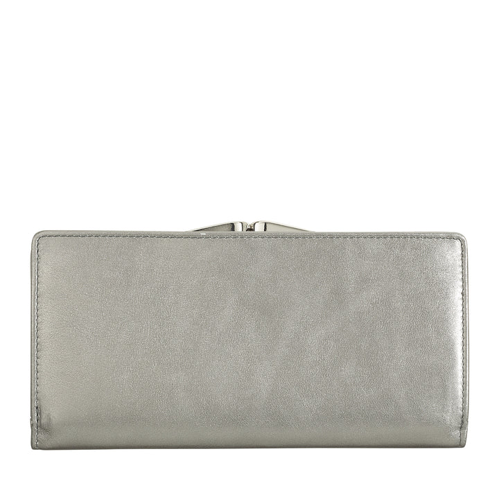 DUDU Stor damplånbok i äkta läder med RFID-skydd, kreditkortshållare med myntväska Clic Clac, färgglad sedelplånbok