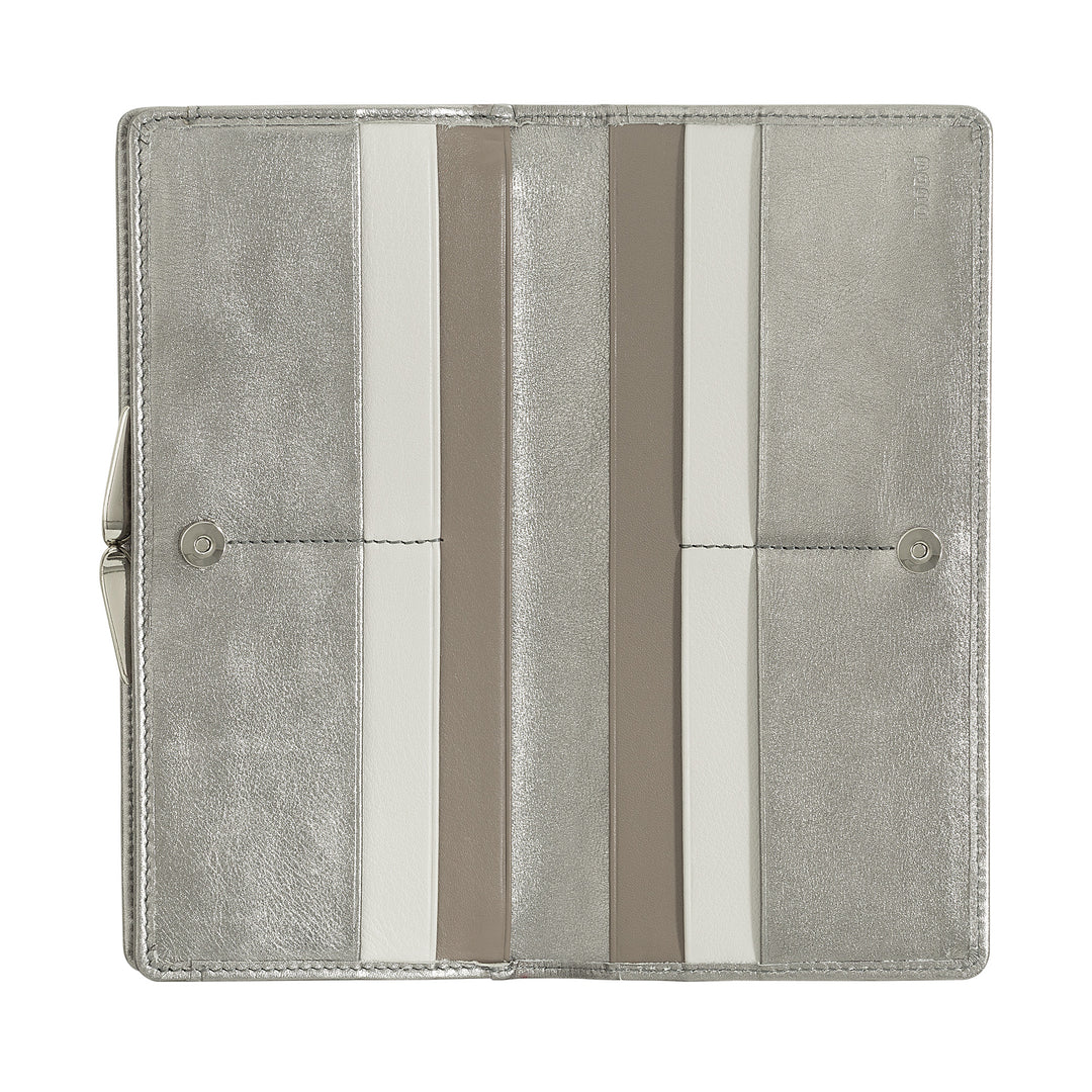 DUDU Stor damplånbok i äkta läder med RFID-skydd, kreditkortshållare med myntväska Clic Clac, färgglad sedelplånbok