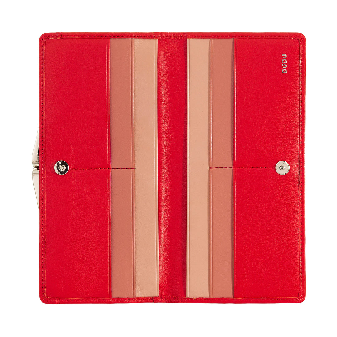 DUDU Stor damplånbok i äkta läder med RFID-skydd, kreditkortshållare med myntväska Clic Clac, färgglad sedelplånbok