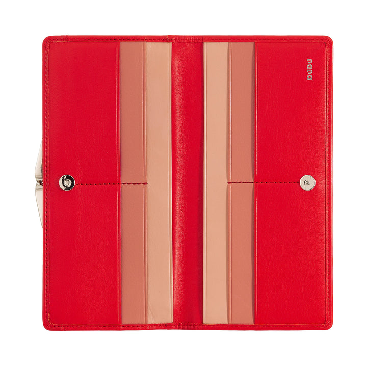 DUDU Stor damplånbok i äkta läder med RFID-skydd, kreditkortshållare med myntväska Clic Clac, färgglad sedelplånbok