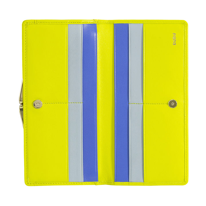 Μεγάλο γυναικείο πορτοφόλι DUDU από γνήσιο δέρμα με προστασία RFID, θήκη πιστωτικής κάρτας με τσαντάκι νομισμάτων Clic Clac, πολύχρωμο πορτοφόλι τραπεζογραμματίων