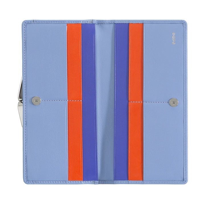 DUDU Große Damen-Geldbörse aus echtem Leder mit RFID-Schutz, Kreditkartenetui mit Münzfach Clic Clac, bunte Geldschein-Geldbörse