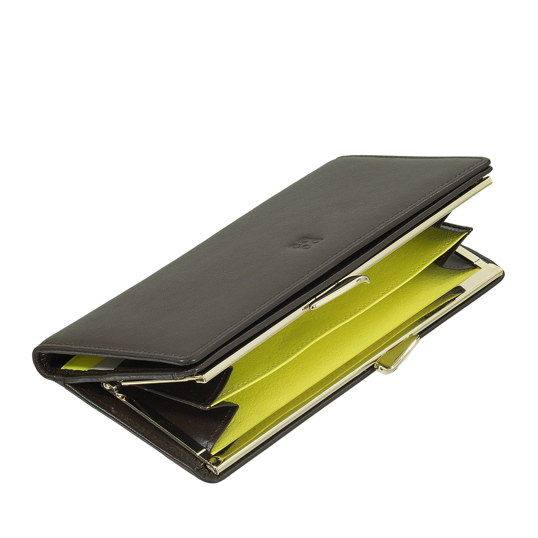 DUDU iso naisten lompakko aitoa nahkaa RFID-suojauksella, luottokorttipidike kolikkopussilla Clic Clac, värikäs setelilompakko