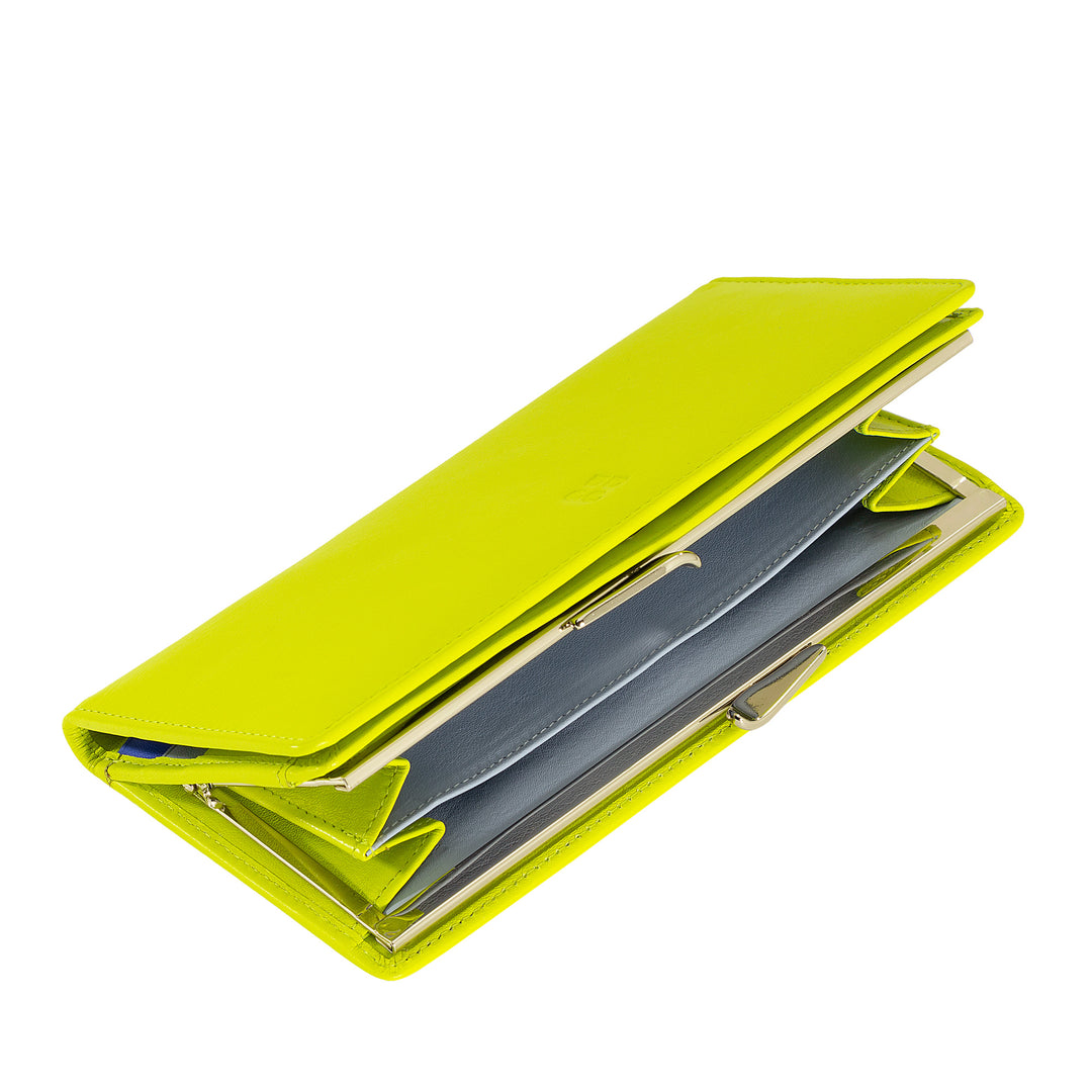 Μεγάλο γυναικείο πορτοφόλι DUDU από γνήσιο δέρμα με προστασία RFID, θήκη πιστωτικής κάρτας με τσαντάκι νομισμάτων Clic Clac, πολύχρωμο πορτοφόλι τραπεζογραμματίων