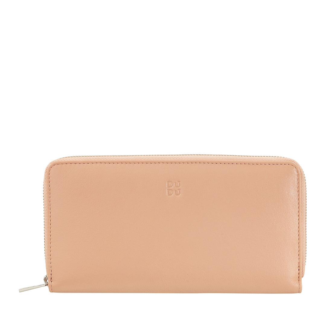 DUDU stor damepung med RFID lynlås i nappa læder lynlås omkring 14 lommer til kreditkort og møntpung