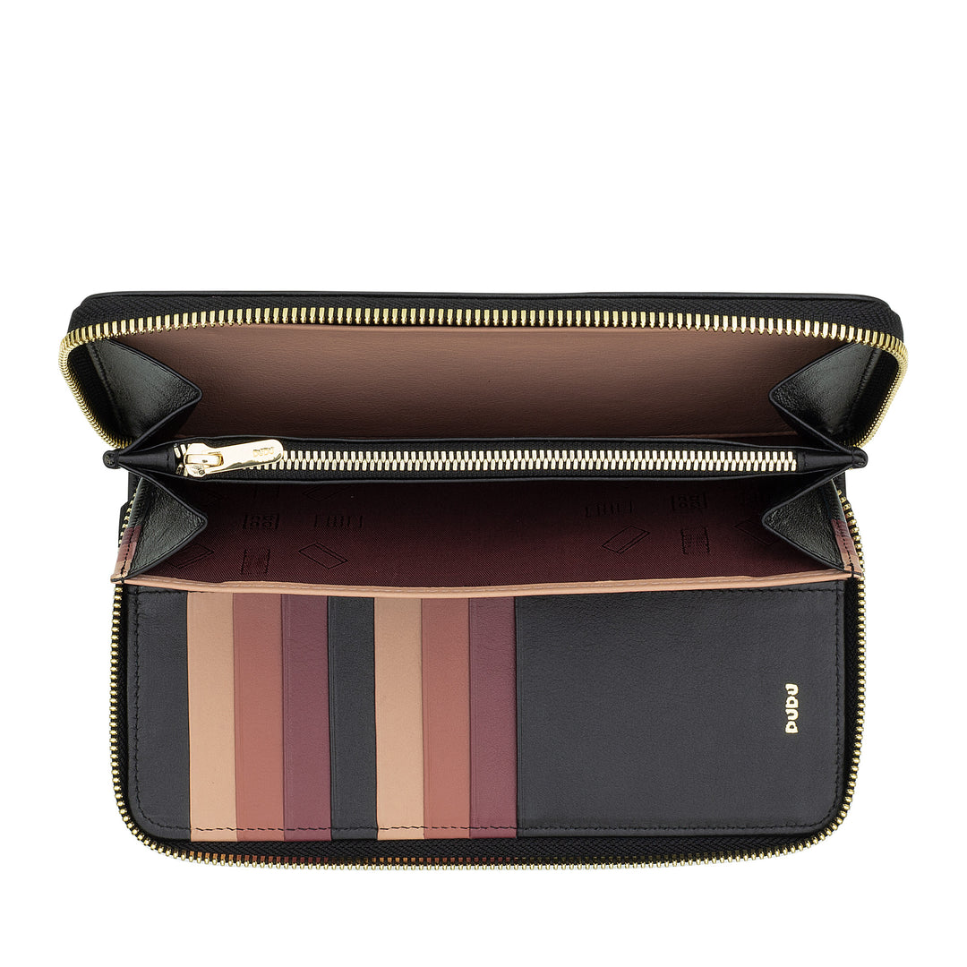 DUDU stor damepung med RFID lynlås i nappa læder lynlås omkring 14 lommer til kreditkort og møntpung