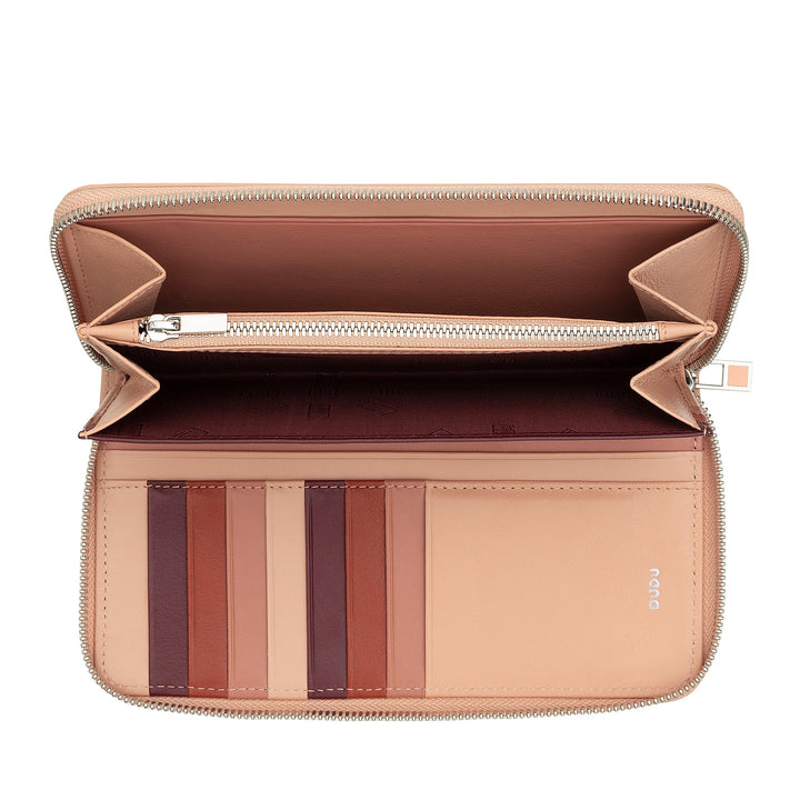 DUDU stor damepung med RFID lynlås i nappa læder lynlås omkring 14 lommer til kreditkort og møntpung