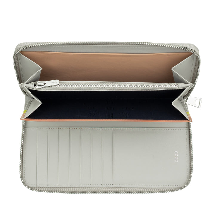 DUDU stor damepung med RFID lynlås i nappa læder lynlås omkring 14 lommer til kreditkort og møntpung