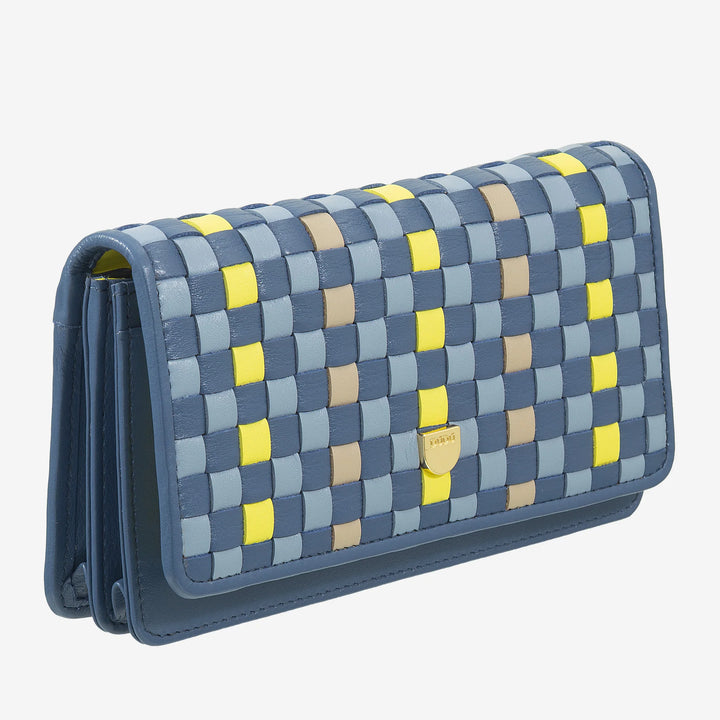 DUDU Portafoglio Donna Intrecciato in Vera Pelle – Portamonete con Zip, Porta Carte Banconote e Scomparti, Elegante Design Artigianale