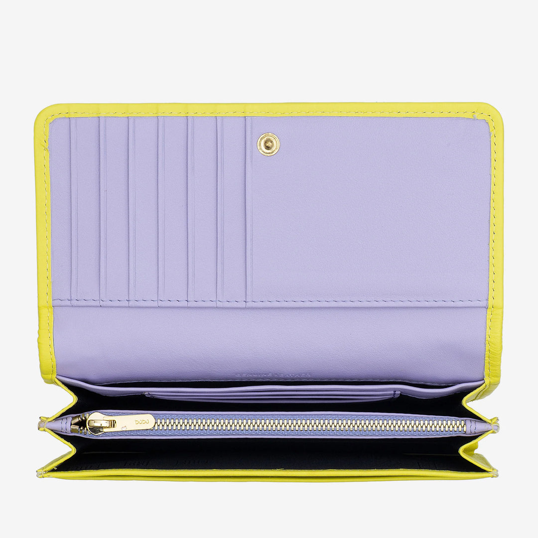 DUDU Portafoglio Donna Intrecciato in Vera Pelle – Portamonete con Zip, Porta Carte Banconote e Scomparti, Elegante Design Artigianale