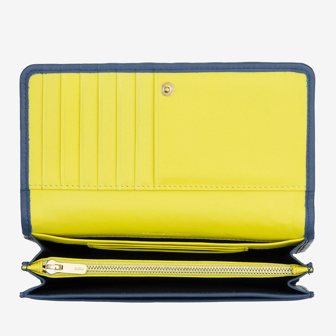 DUDU Portafoglio Donna Intrecciato in Vera Pelle – Portamonete con Zip, Porta Carte Banconote e Scomparti, Elegante Design Artigianale