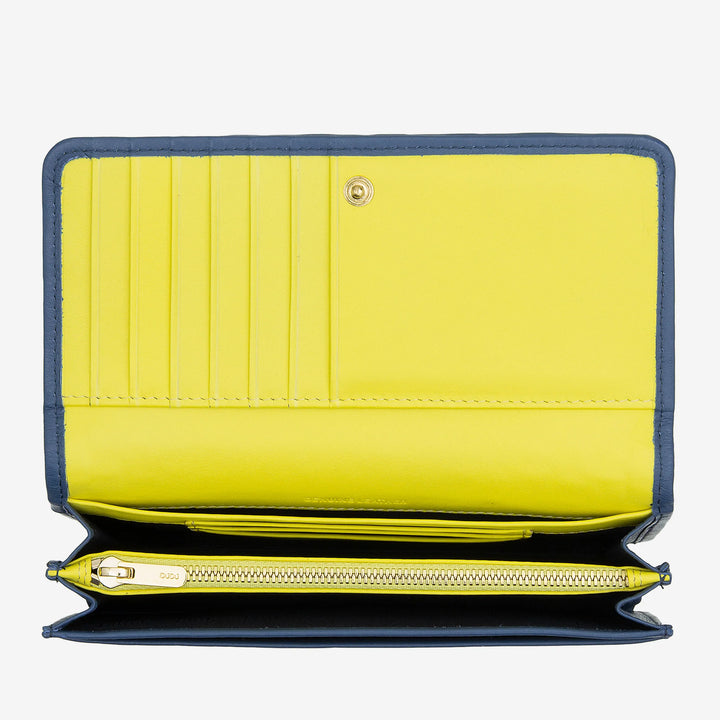 DUDU Portafoglio Donna Intrecciato in Vera Pelle – Portamonete con Zip, Porta Carte Banconote e Scomparti, Elegante Design Artigianale